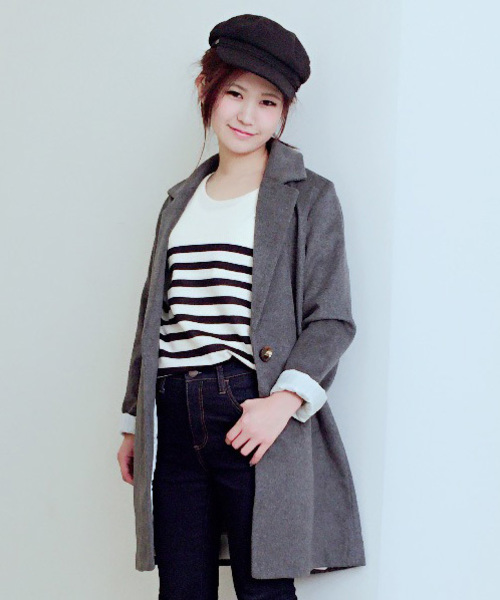 archives（アルシーヴ）の「シングルチェスターコート（チェスターコート・レディース・グレー/シルバーグレー/キャメル/ネイビー/アイボリー/ブラック/サックスブルー・MEDIUM）」の4枚目の写真