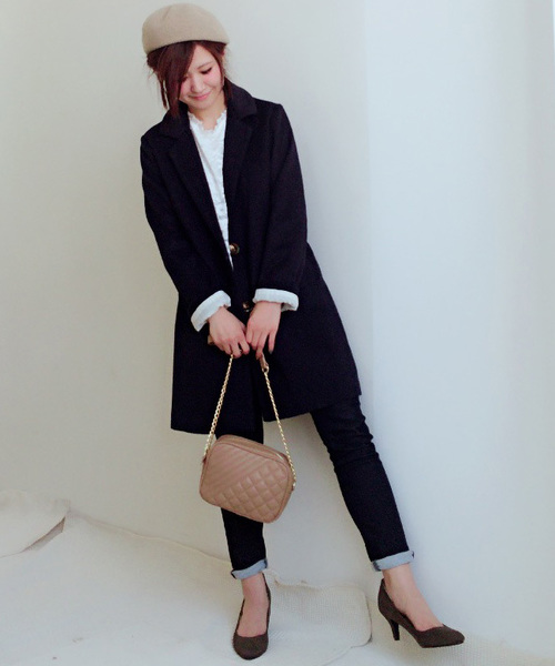 archives（アルシーヴ）の「シングルチェスターコート（チェスターコート・レディース・グレー/シルバーグレー/キャメル/ネイビー/アイボリー/ブラック/サックスブルー・MEDIUM）」の22枚目の写真