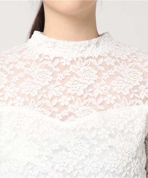 PUNYUS（プニュズ）の「プチハイネックレーストップス（Tシャツ/カットソー・レディース・ホワイト/ライトピンク/ブラック・1/4/2/3）」の7枚目の写真