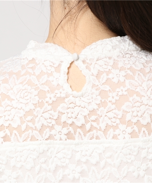 PUNYUS（プニュズ）の「プチハイネックレーストップス（Tシャツ/カットソー・レディース・ホワイト/ライトピンク/ブラック・1/4/2/3）」の8枚目の写真