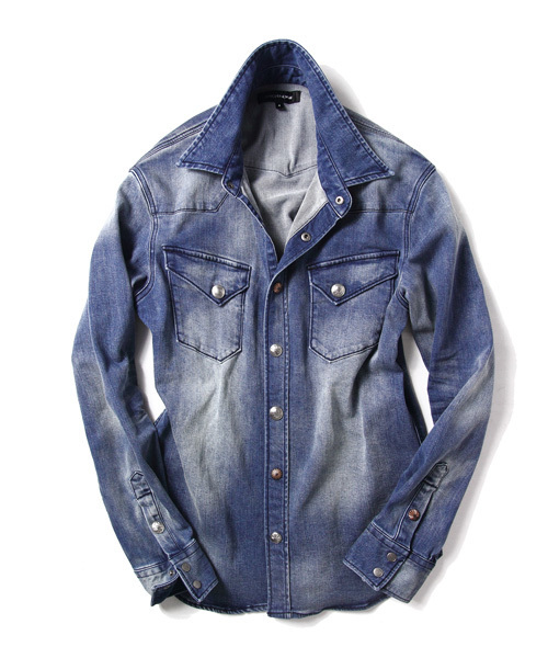JACKROSE（ジャックローズ）の「コンチョボタンストレッチデニムシャツ（シャツ/ブラウス・メンズ・インディゴブルー・L/XL/M）」の9枚目の写真