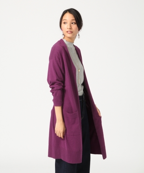 GLOBAL WORK(グローバルワーク)の「14ゲージコットンカシミヤロングカーディガン長袖/762714(カーディガン/ボレロ・レディース・ネイビー/ベージュ系その他/レッド/ライトグレー/パープル・MEDIUM/LARGE)」の1枚目の写真