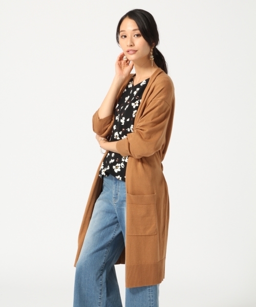 GLOBAL WORK(グローバルワーク)の「14ゲージコットンカシミヤロングカーディガン長袖/762714(カーディガン/ボレロ・レディース・ネイビー/ベージュ系その他/レッド/ライトグレー/パープル・MEDIUM/LARGE)」の3枚目の写真