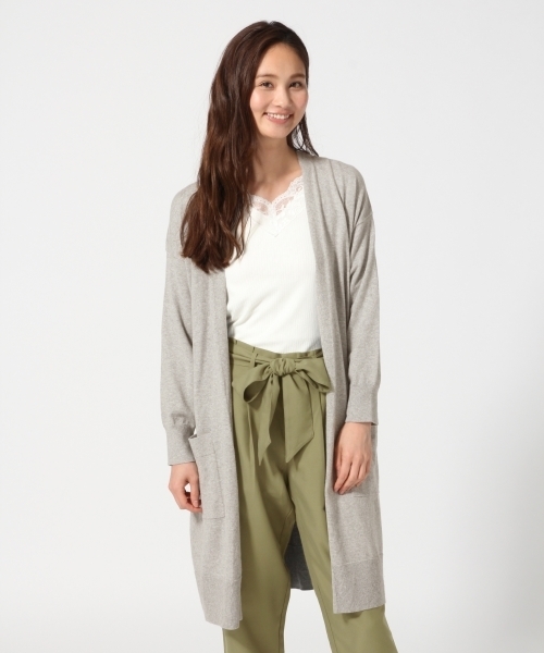 GLOBAL WORK(グローバルワーク)の「14ゲージコットンカシミヤロングカーディガン長袖/762714(カーディガン/ボレロ・レディース・ネイビー/ベージュ系その他/レッド/ライトグレー/パープル・MEDIUM/LARGE)」の6枚目の写真