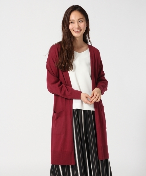 GLOBAL WORK(グローバルワーク)の「14ゲージコットンカシミヤロングカーディガン長袖/762714(カーディガン/ボレロ・レディース・ネイビー/ベージュ系その他/レッド/ライトグレー/パープル・MEDIUM/LARGE)」の7枚目の写真