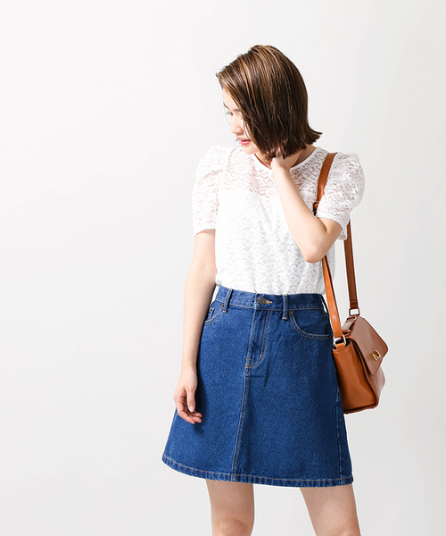 WEGO(ウィゴー)の「WEGO/デニムレトロAラインミニスカート(デニムスカート・レディース・その他1/ダークインディゴブルー/インディゴブルー/その他2・LARGE/MEDIUM)」の16枚目の写真