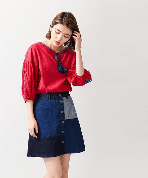 WEGO(ウィゴー)の「WEGO/デニムレトロAラインミニスカート(デニムスカート・レディース・その他1/ダークインディゴブルー/インディゴブルー/その他2・LARGE/MEDIUM)」の18枚目の写真