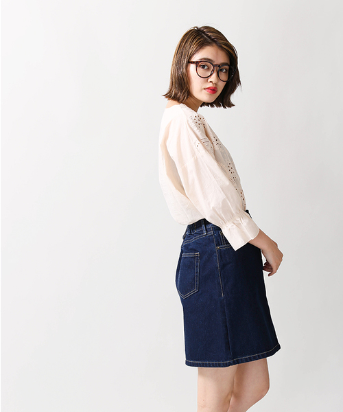 WEGO(ウィゴー)の「WEGO/デニムレトロAラインミニスカート(デニムスカート・レディース・その他1/ダークインディゴブルー/インディゴブルー/その他2・LARGE/MEDIUM)」の20枚目の写真