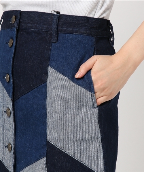 WEGO(ウィゴー)の「WEGO/デニムレトロAラインミニスカート(デニムスカート・レディース・その他1/ダークインディゴブルー/インディゴブルー/その他2・LARGE/MEDIUM)」の13枚目の写真