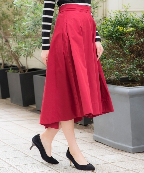 le.coeur blanc(ルクールブラン)の「【WEB限定PRICE】ピーチフィッシュテールフレアスカート(スカート・レディース・グレイッシュベージュ/レッド系その他/ネイビー・FREE)」の8枚目の写真