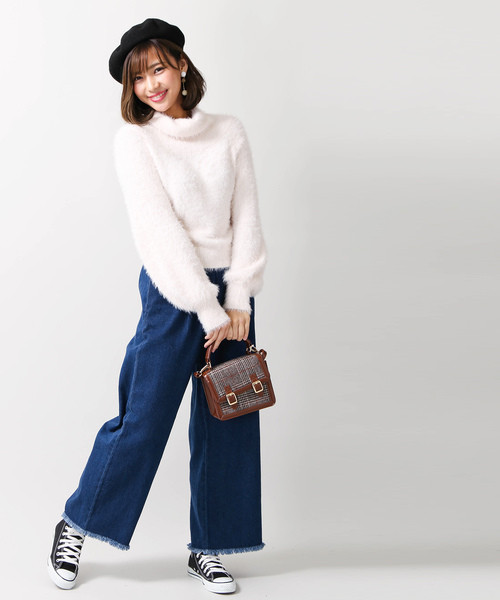 WEGO（ウィゴー）の「WEGO/オフタートルフェザーニット（ニット/セーター・レディース・ブラック/サックスブルー/アイボリー・FREE）」の15枚目の写真