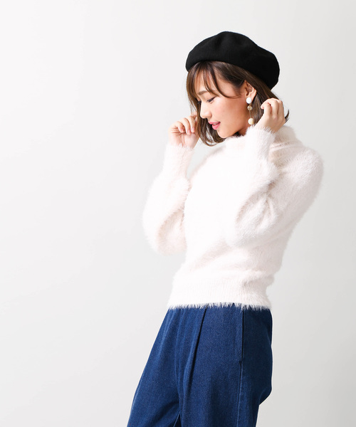 WEGO（ウィゴー）の「WEGO/オフタートルフェザーニット（ニット/セーター・レディース・ブラック/サックスブルー/アイボリー・FREE）」の17枚目の写真