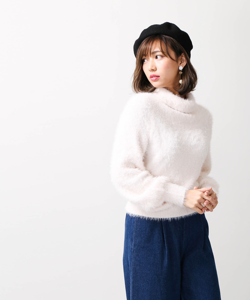 WEGO（ウィゴー）の「WEGO/オフタートルフェザーニット（ニット/セーター・レディース・ブラック/サックスブルー/アイボリー・FREE）」の11枚目の写真