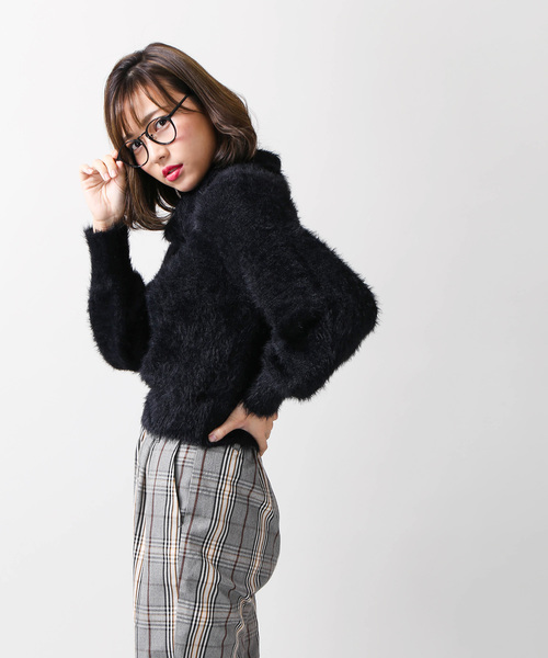 WEGO（ウィゴー）の「WEGO/オフタートルフェザーニット（ニット/セーター・レディース・ブラック/サックスブルー/アイボリー・FREE）」の6枚目の写真