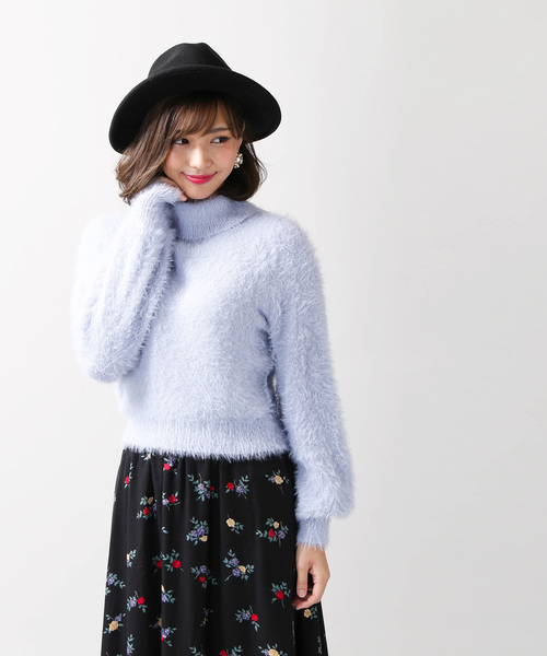 WEGO（ウィゴー）の「WEGO/オフタートルフェザーニット（ニット/セーター・レディース・ブラック/サックスブルー/アイボリー・FREE）」の13枚目の写真