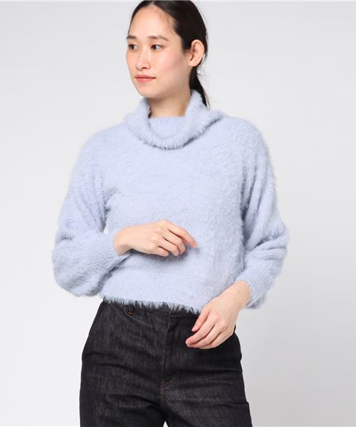 WEGO（ウィゴー）の「WEGO/オフタートルフェザーニット（ニット/セーター・レディース・ブラック/サックスブルー/アイボリー・FREE）」の5枚目の写真