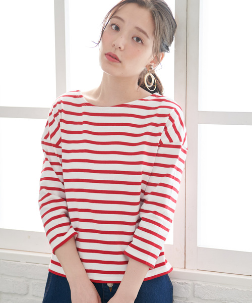 ROPE' PICNIC（ロペピクニック）の「【WEB限定】【2WAY】ボーダートップス（Tシャツ/カットソー・レディース・ブラック/ネイビー/レッド・38）」の3枚目の写真