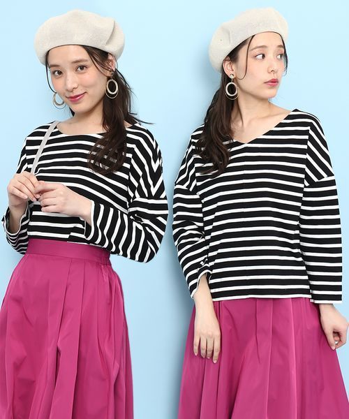 ROPE' PICNIC（ロペピクニック）の「【WEB限定】【2WAY】ボーダートップス（Tシャツ/カットソー・レディース・ブラック/ネイビー/レッド・38）」の18枚目の写真