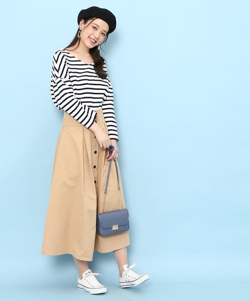 ROPE' PICNIC（ロペピクニック）の「【WEB限定】【2WAY】ボーダートップス（Tシャツ/カットソー・レディース・ブラック/ネイビー/レッド・38）」の7枚目の写真