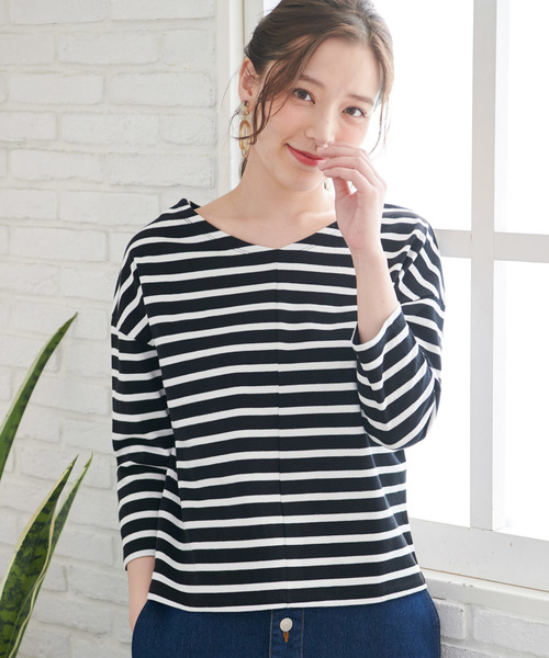 ROPE' PICNIC（ロペピクニック）の「【WEB限定】【2WAY】ボーダートップス（Tシャツ/カットソー・レディース・ブラック/ネイビー/レッド・38）」の19枚目の写真