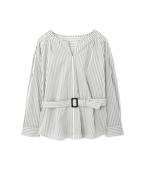 NATURAL BEAUTY BASIC(ナチュラルビューティーベーシック)の「◆ベルテッドブラウス(シャツ/ブラウス・レディース・ホワイト系その他/オフホワイト/ネイビー・MEDIUM/SMALL)」の12枚目の写真