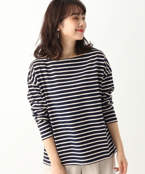 A part by(アパートバイ)の「CボーダーボートネックLS 794189(Tシャツ/カットソー・レディース・グリーン/ネイビー/ダークネイビー/ブルー・FREE)」の4枚目の写真