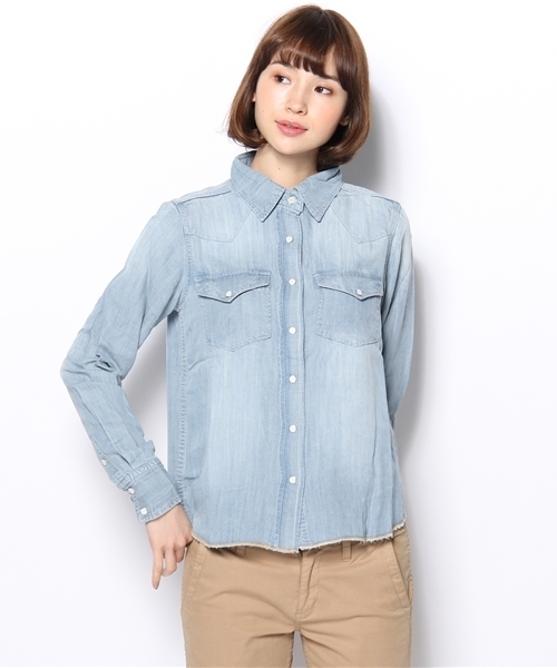CIAOPANIC（チャオパニック）の「【Ciaopanic】テンセルウエスタンシャツ（シャツ/ブラウス・レディース・ブルー/インディゴブルー・FREE）」の2枚目の写真