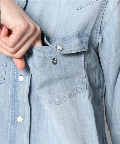 CIAOPANIC（チャオパニック）の「【Ciaopanic】テンセルウエスタンシャツ（シャツ/ブラウス・レディース・ブルー/インディゴブルー・FREE）」の7枚目の写真