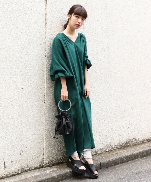 LOWRYS FARM（ローリーズファーム）の「コットンレースアップワンピ　803021（ワンピース・レディース・オフホワイト/ブラック/グリーン/ブラウン・FREE）」の5枚目の写真