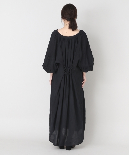 LOWRYS FARM（ローリーズファーム）の「コットンレースアップワンピ　803021（ワンピース・レディース・オフホワイト/ブラック/グリーン/ブラウン・FREE）」の9枚目の写真