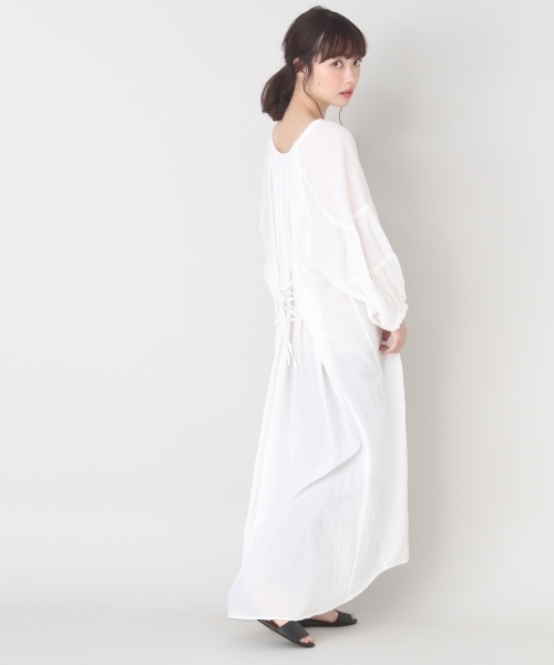 LOWRYS FARM（ローリーズファーム）の「コットンレースアップワンピ　803021（ワンピース・レディース・オフホワイト/ブラック/グリーン/ブラウン・FREE）」の16枚目の写真