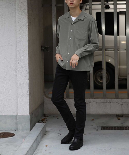 ADAM ET ROPE'（アダムエロペ）の「【WEB限定】パウダーポプリンオープンカラーシャツ（シャツ/ブラウス・メンズ・ネイビー/カーキ/ピンク・M/L）」の12枚目の写真