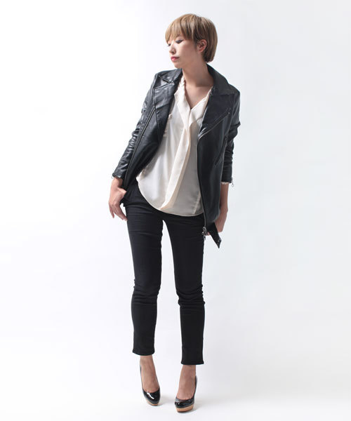 NANO universe(ナノユニバース)の「BARK TANNAGE/Fレザーライダースジャケット(ライダースジャケット・レディース・ブラック・36/38)」の12枚目の写真