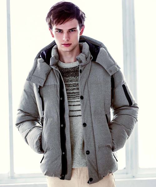 M F Editorial エムエフエディトリアル の エムエフエディトリアルメンズ M F Editorial Men ストレッチニットポーランドグースダウンジャケット グレー ダウンジャケット コート Wear