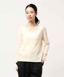 natural couture | チュールレース付きテレコプルオーバー(Tシャツ/カットソー)