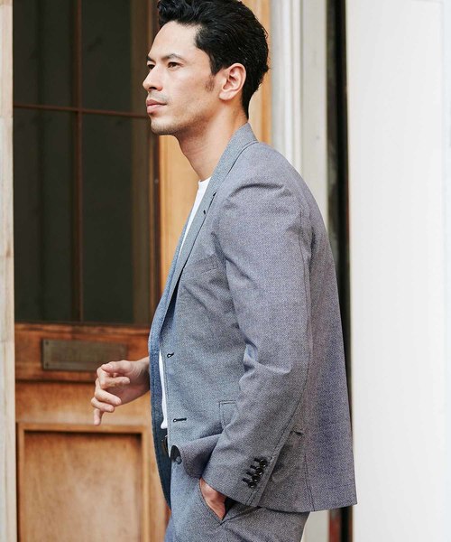 MEN'S BIGI(メンズビギ)の「クールドッツ ストレッチジャケット/ウォッシャブル(同素材パンツあり セットアップも可能)(テーラードジャケット・メンズ・ネイビー/グレー/ブルー・LL/SS/S/M/L)」の5枚目の写真