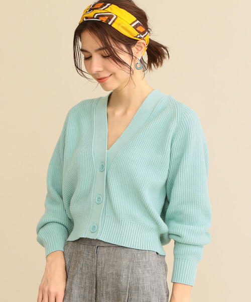 BEAUTY&YOUTH UNITED ARROWS（ビューティーアンドユースユナイテッドアローズ）の「BY∴ 畦ドルマンVネックニットカーディガン -手洗い可能- о（カーディガン/ボレロ・レディース・ライトブルー/オフホワイト/ライム・FREE）」の3枚目の写真