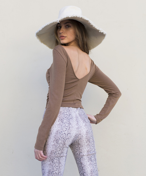 ALEXIA STAM（アリシアスタン）の「Lace Hem Long Sleeve Top/ロングスリーブカットソー（Tシャツ/カットソー・レディース・ホワイト/ブラック/キャメル・FREE）」の11枚目の写真