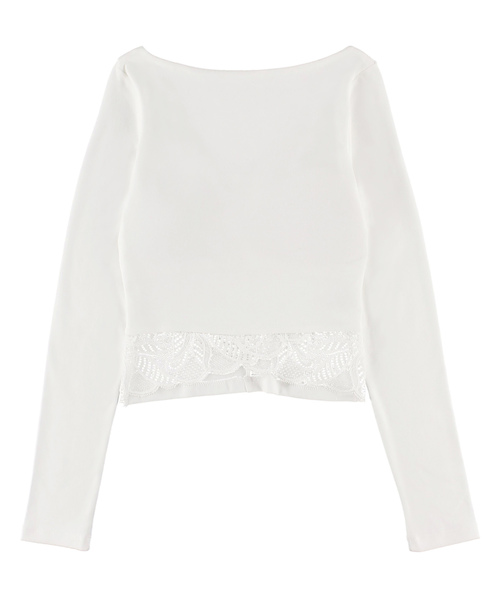 ALEXIA STAM（アリシアスタン）の「Lace Hem Long Sleeve Top/ロングスリーブカットソー（Tシャツ/カットソー・レディース・ホワイト/ブラック/キャメル・FREE）」の13枚目の写真