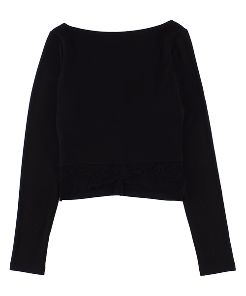 ALEXIA STAM（アリシアスタン）の「Lace Hem Long Sleeve Top/ロングスリーブカットソー（Tシャツ/カットソー・レディース・ホワイト/ブラック/キャメル・FREE）」の18枚目の写真