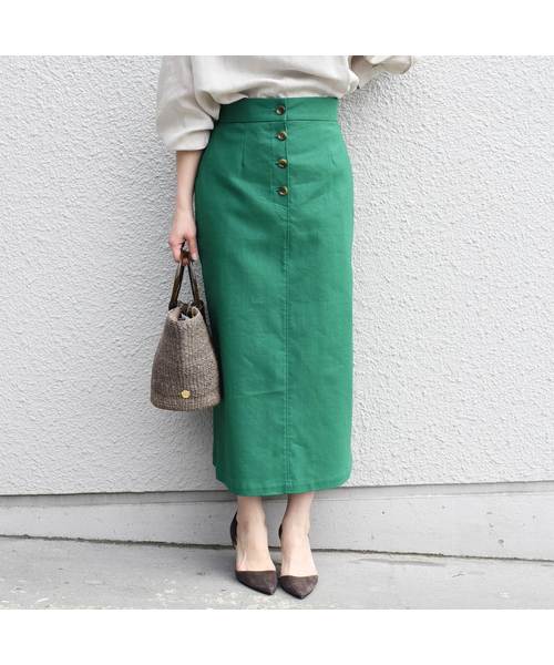 SHIPS(シップス)の「リネンポリエステルボタンスカート(スカート・レディース・ベージュ/ネイビー/グリーン・38/36)」の13枚目の写真