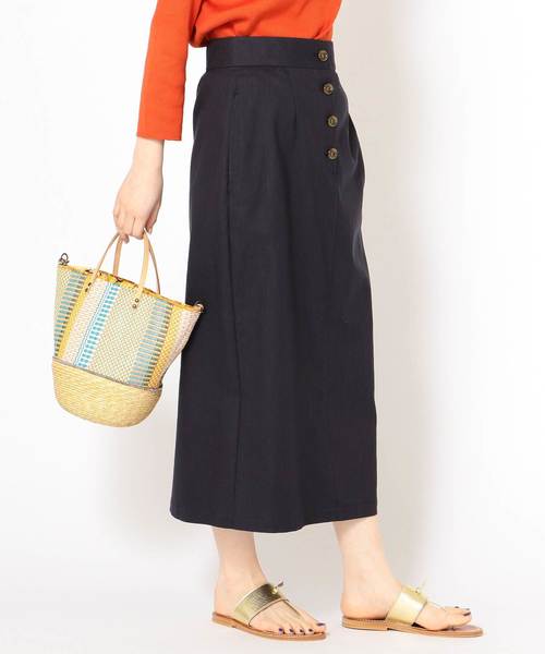 SHIPS(シップス)の「リネンポリエステルボタンスカート(スカート・レディース・ベージュ/ネイビー/グリーン・38/36)」の10枚目の写真
