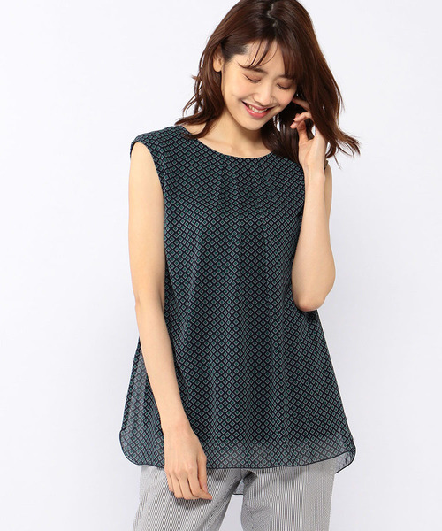 A/C DESIGN BY ALPHA CUBIC（エーシーデザインバイアルファキュービック）の「タックチュニック（Tシャツ/カットソー・レディース・ブラック/ブルー/グリーン・M size/L size）」の3枚目の写真