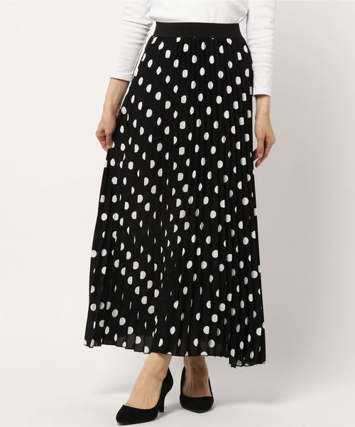 KOBE LETTUCE（コウベレタス）の「ドット柄マキシ丈プリーツスカート（スカート・レディース・ホワイト系その他/ブラック系その他/ブラック系その他2・FREE）」の2枚目の写真