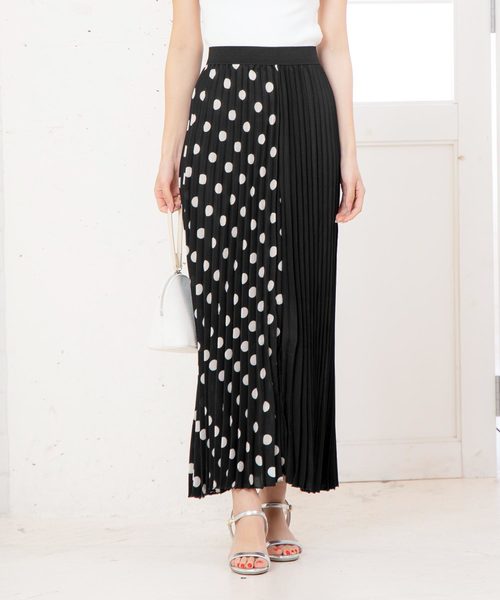 KOBE LETTUCE（コウベレタス）の「ドット柄マキシ丈プリーツスカート（スカート・レディース・ホワイト系その他/ブラック系その他/ブラック系その他2・FREE）」の3枚目の写真