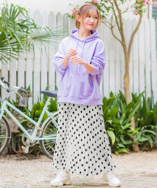 KOBE LETTUCE（コウベレタス）の「ドット柄マキシ丈プリーツスカート（スカート・レディース・ホワイト系その他/ブラック系その他/ブラック系その他2・FREE）」の4枚目の写真