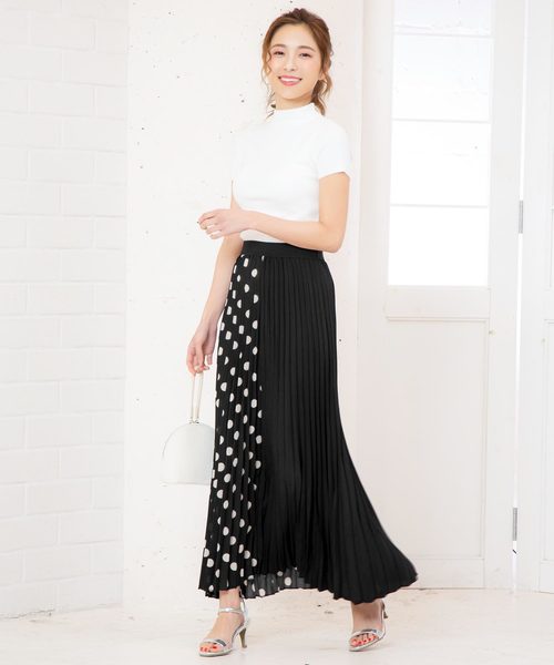 KOBE LETTUCE（コウベレタス）の「ドット柄マキシ丈プリーツスカート（スカート・レディース・ホワイト系その他/ブラック系その他/ブラック系その他2・FREE）」の8枚目の写真