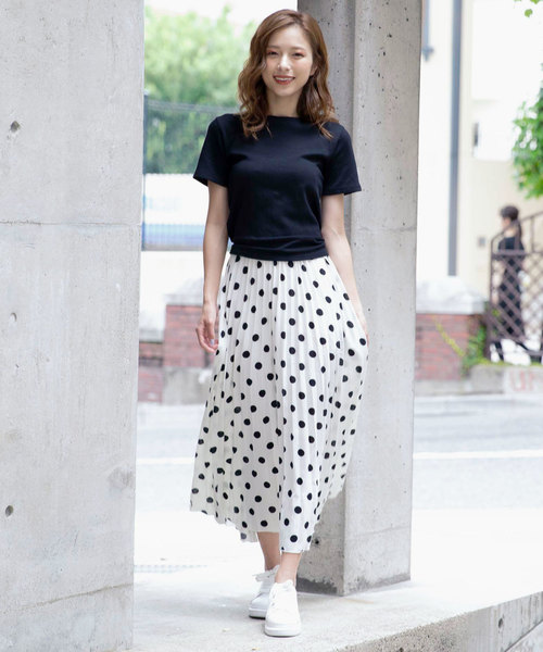 KOBE LETTUCE（コウベレタス）の「ドット柄マキシ丈プリーツスカート（スカート・レディース・ホワイト系その他/ブラック系その他/ブラック系その他2・FREE）」の11枚目の写真