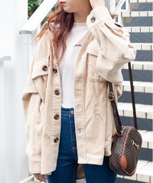 WEGO（ウィゴー）の「WEGO/【WEB限定】【セットアップ対応商品】ビッグシルエットコーデュロイCPOシャツジャケット（ミリタリージャケット）」