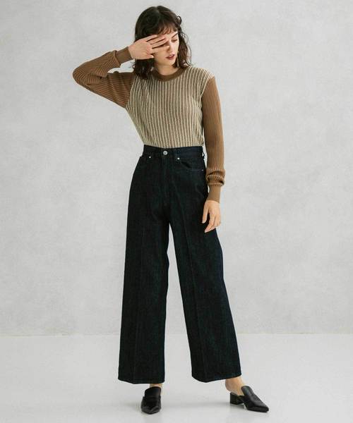 UNITED TOKYO（ユナイテッドトウキョウ）の「ストライプジャガードニット（ニット/セーター・レディース・ブラック/ベージュ/レッド・1）」の9枚目の写真